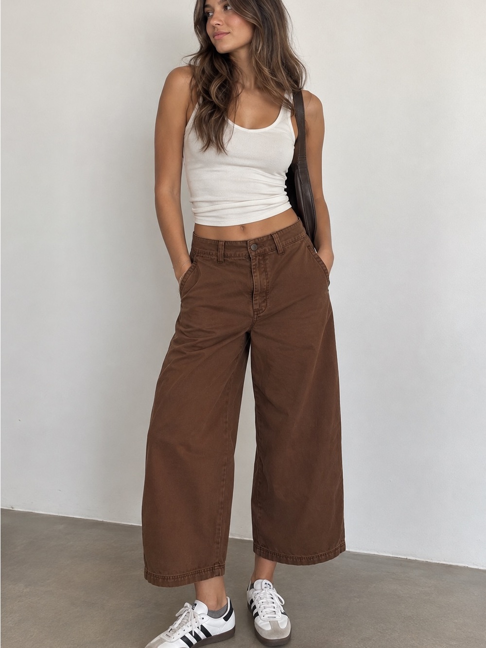We The Free Brown Wide-Leg Chinos